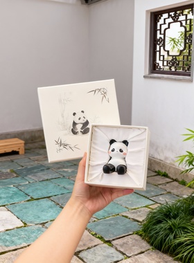 国潮熊猫树脂桌面摆件礼盒送礼