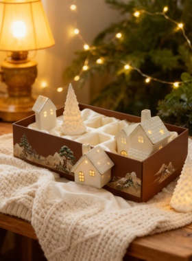 北欧发光树脂小屋摆件礼盒