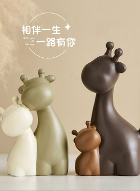 中古风创意复古一家四口小鹿摆件书桌房间桌面客厅酒柜装饰品小众