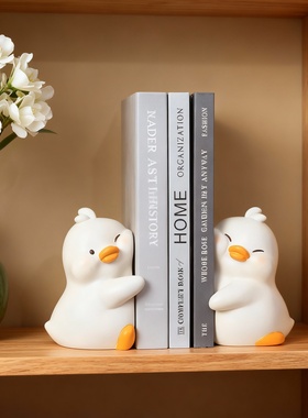 可爱小鸭子树脂书架桌面收纳摆件