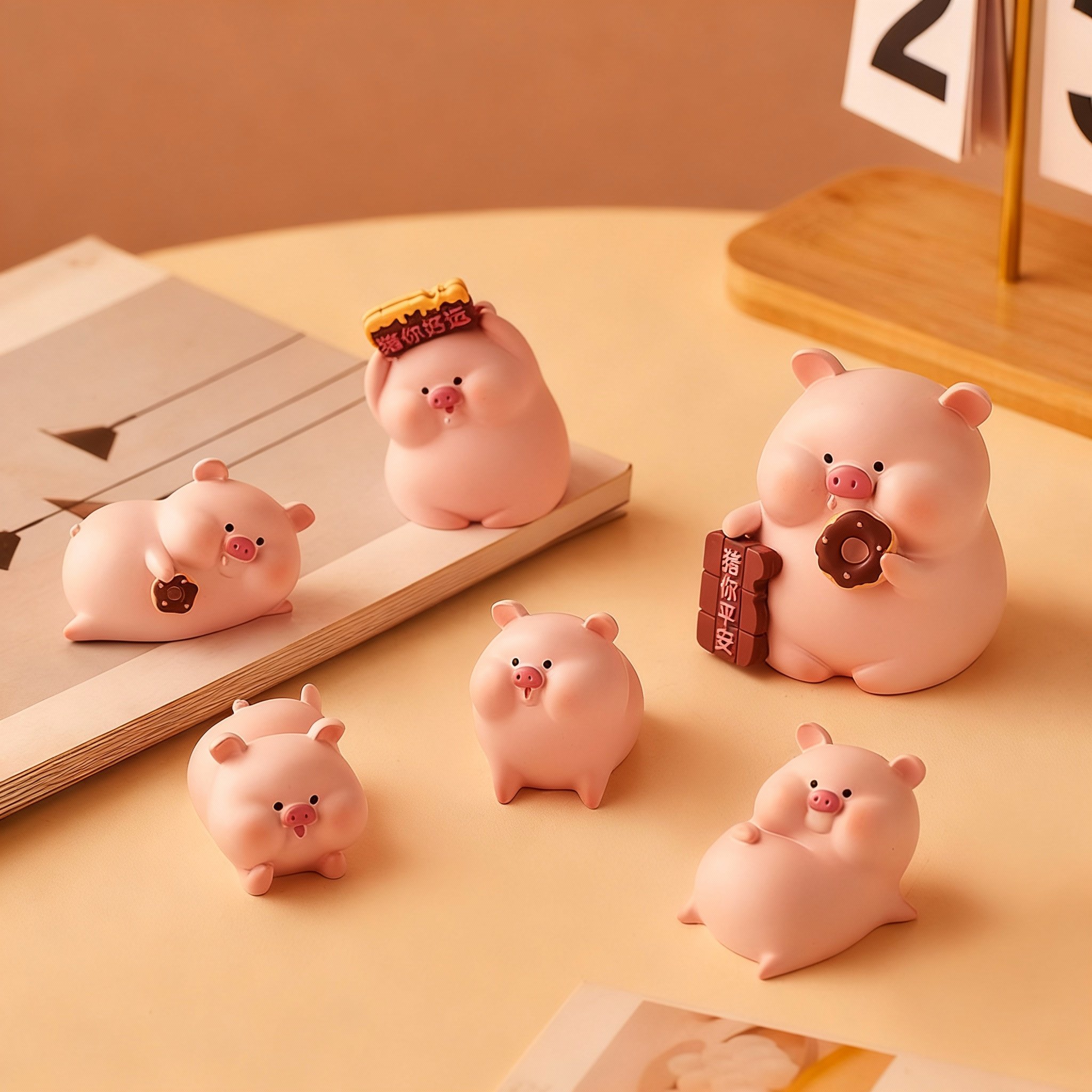 软萌治愈系粉色小猪桌面摆件树脂工艺卡通可爱装饰品,淘宝优惠券,粉丝福利购,淘宝优惠卷
