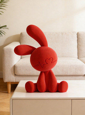 中古风植绒兔子摆件轻奢高档