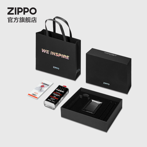 Zippo官方旗舰店Zippo打火机黑裂漆礼盒套装正品生日父亲节礼物 - 图3