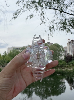 幻彩珍珠花朵发夹大号鲨鱼夹高级感盘发中号后脑勺发卡发抓夹子