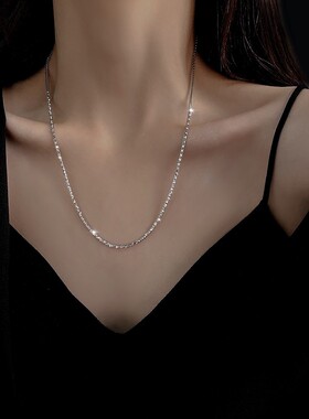 链子足银 999纯银项链女男毛衣链 足银肖邦链长款链子无吊坠素