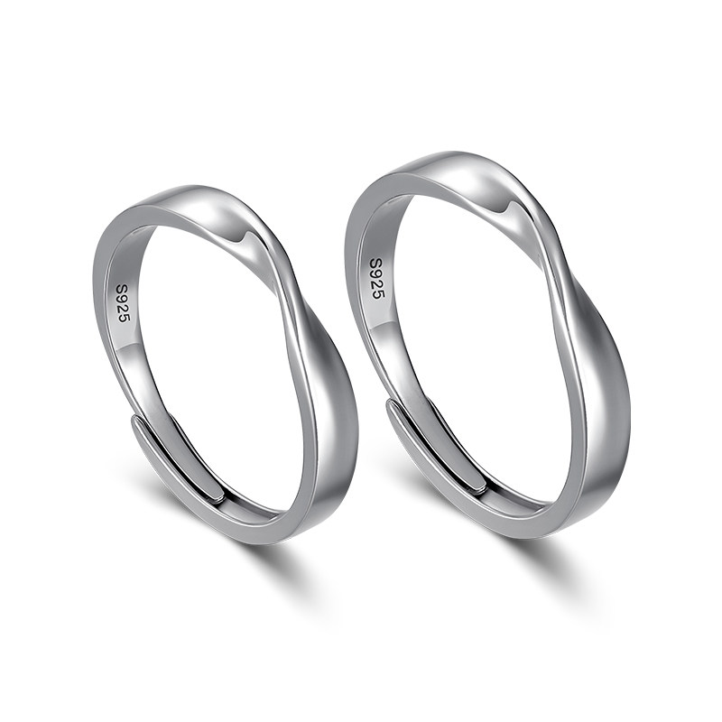 一对纯银男女对戒简约潮情侣戒指 月下戒指/指环