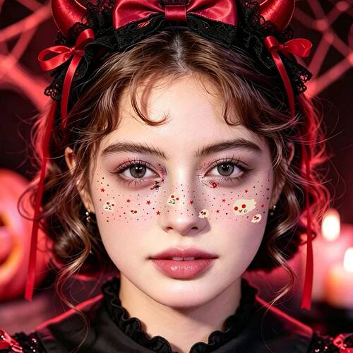 Halloween Bat Face Tattoo Stickers 12sheets/set Waterproof D - 图3