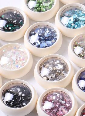 Nail Art Rhinestones Kit Mixed Size Portable Set Colorful Gl