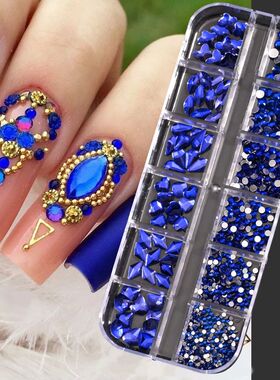 1000Pcs/box Champagne Gold Diamond Nail Crystal Mixed-Design