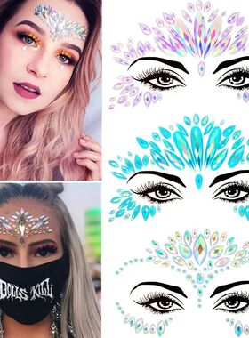 3D Sexy Face Tattoo Stickers Temporary Tattoos Glitter Fake
