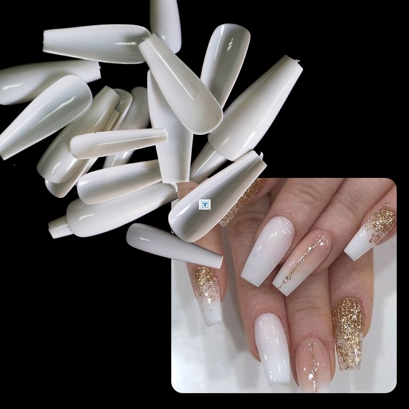 500/100pcs False Coffin Nails Ballerina Fake Nails Flat Shap - 图0