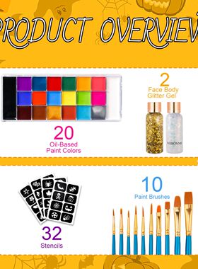 Face Body Paint Palette Oil Makeup Set 20 Colors SFX Hallowe
