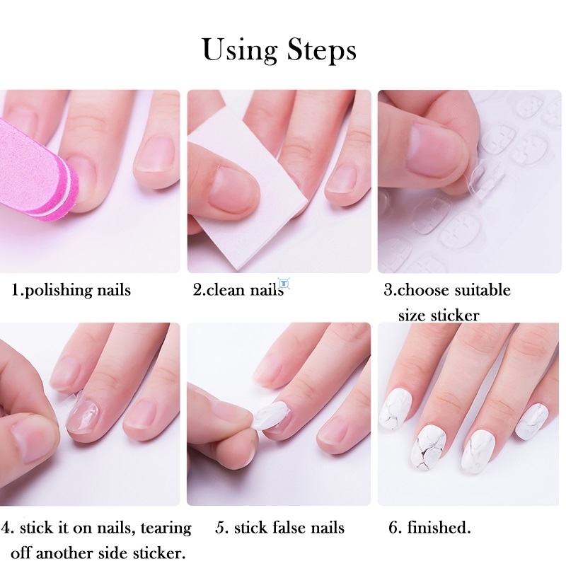 5/10Sheet Fake Nails Toe Sticker Transparent Double Sided - 图3