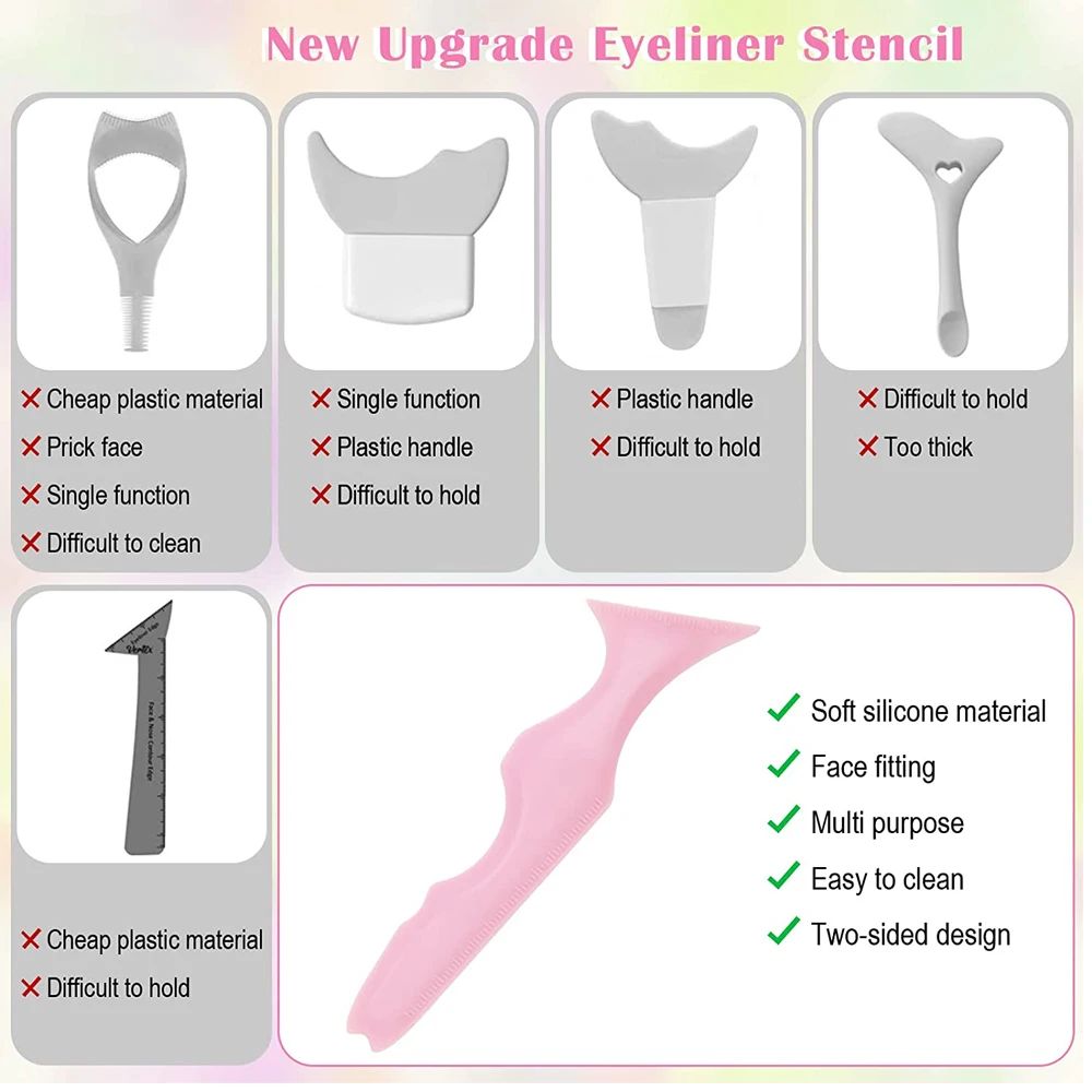 1pc Eyeliner Stencils Ruler Reusable Silicone Winged Tip Eye - 图3