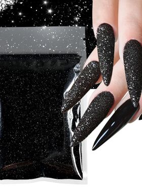 10g/Bag Holographic Laser Black Nail Glitter White Sugar Pow