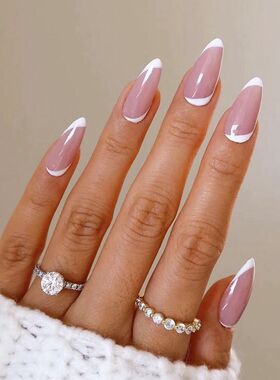 24pcs/Box false nails almond coffee color design Artificial