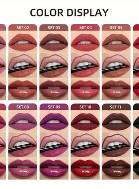3 in 1 Lipstick and Lipliner Set, Long Lasting Waterproof Li