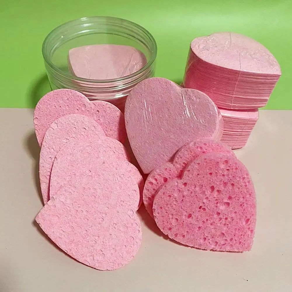 10PCS Makeup Removal Sponge Heart Shaped Cellulose Sponge Co - 图0