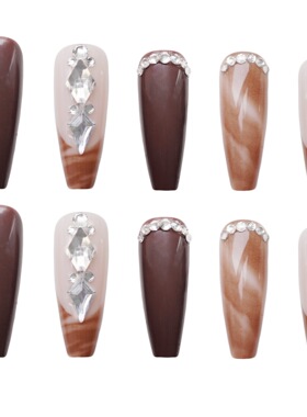Fake Nails Designer Extra Long Ombre  Jewelry Pre-designed