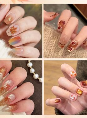 3 to 30 Sheets Autumn Maple Leaves Nail Stickers 5D Embossed