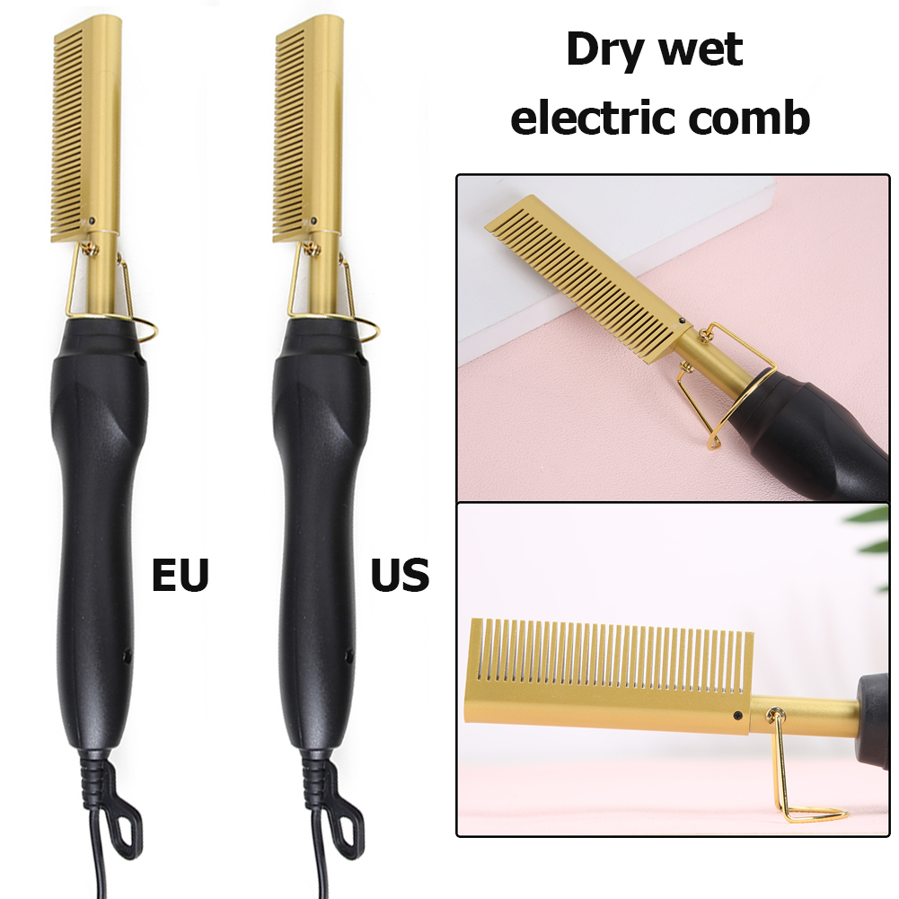 2 in 1 Hair Straightener Curler Wet Dry Electric Heating 梳 - 图0