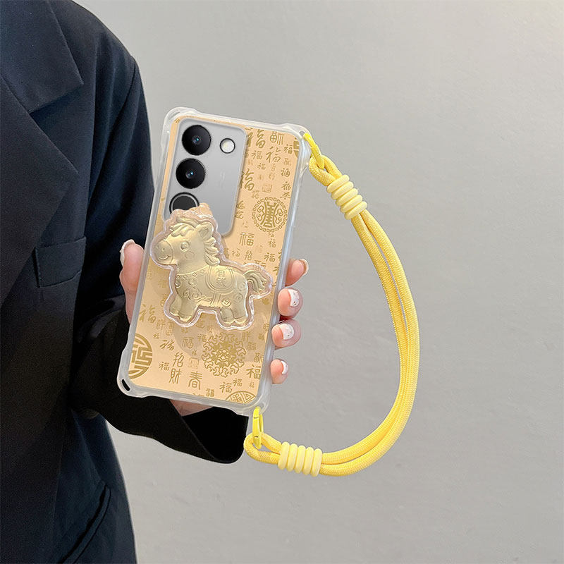 新年发财适用vivoS17pro手机壳S17t情侣S17潮V2284A少女立体保护套发财小新卡通可爱马年浮雕金泊四角挂绳,淘宝优惠券,粉丝福利购,淘宝优惠卷