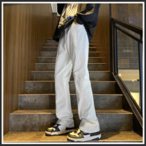 American Hiphop High Street Jeans Mens Fall Loose Straight Barrel Broadlegged Pants White 100 Hitch Sports Casual Long Pants