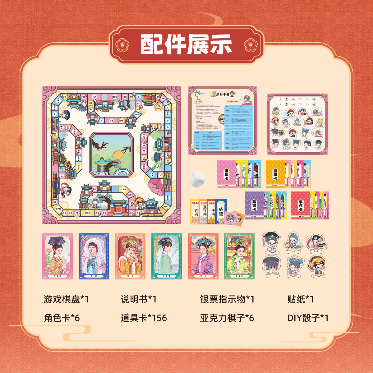 甄嬛传IP联名周边卡牌沉浸式宫斗体验多人扮演大富翁休闲聚会桌游 - 图2