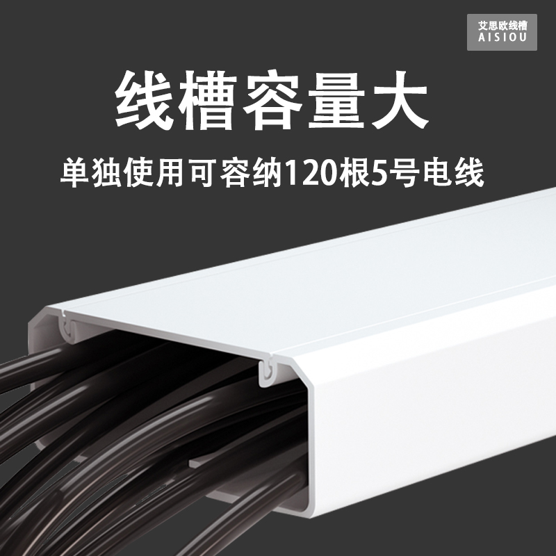 PVC特厚120/100*50面板插座走线槽多功能线槽小区充电桩改造线槽 - 图1