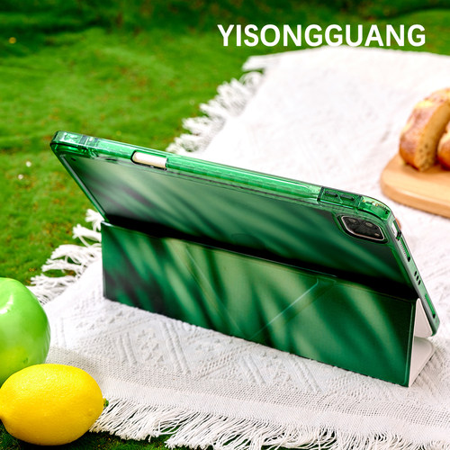 绿色树影适用苹果ipad11平板保护壳13寸套air7/mini7带笔槽Y折+3折pro/10代小众air13/4/5/6/9硬底软边亚克力 - 图2