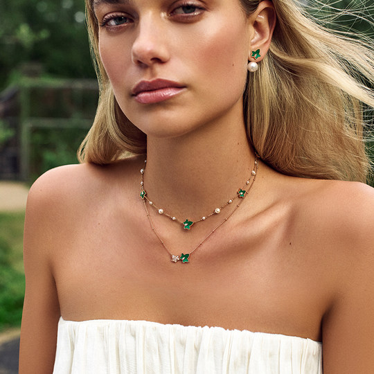 Lola Rose Collar Rose Ivy Doble Hoja Mujer Verde Regalo de Navidad