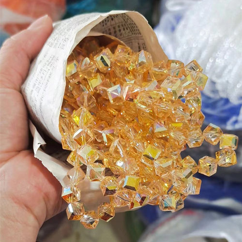 精品高品质人造水晶珠子AB彩对角斜孔方珠8#手链脚链耳环制作材料 - 图2