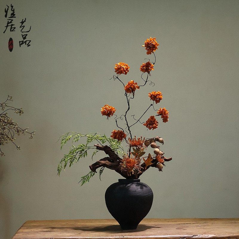 禅意新中式树脂木纹宋式花瓶摆件家居玄关民宿酒店侘寂风高级装饰,淘宝优惠券,粉丝福利购,淘宝优惠卷