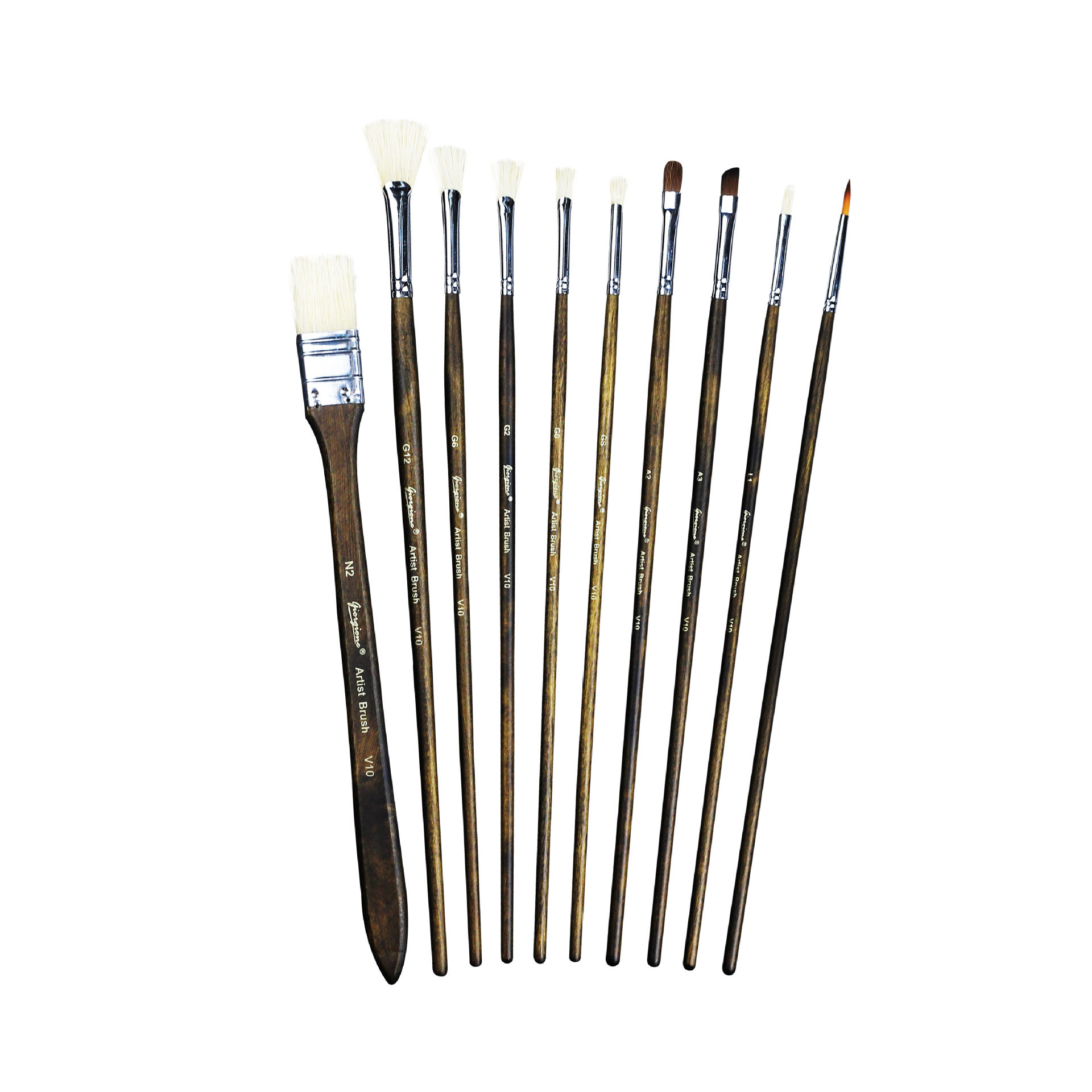 乔尔乔内水彩笔10支长条铁盒水粉猪鬃毛画笔套装,淘宝优惠券,粉丝福利购,淘宝优惠卷