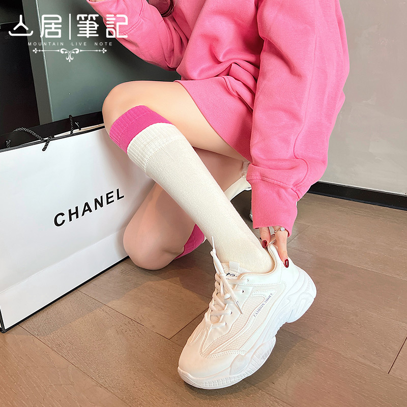 小腿袜女春秋款运动JK袜子及膝袜ins潮网红款长筒高筒袜秋季秋天-图0