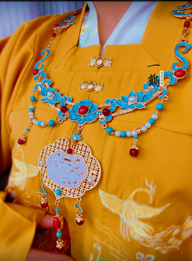 重工明制汉服璎珞平安锁流苏项圈