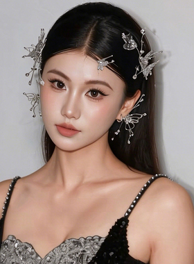 新款新娘头饰森系仙气灵动水凝蝴蝶发夹高级婚纱礼服影楼造型发饰