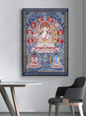 属羊本命佛大日如来diy白描唐卡