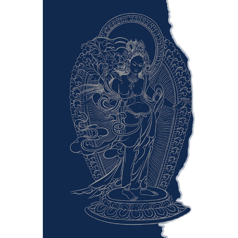 西藏唐卡涂色描金线稿 绿度母立线 静心减压手绘唐卡填色描金 - 图3