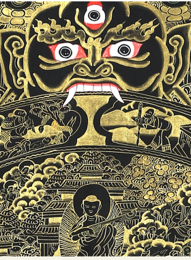 六道轮回图唐卡描金手绘西藏