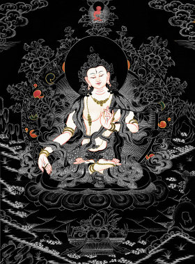 白描底稿佛像涂色手绘自己diy