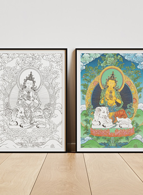 虚空藏菩萨纯棉油画布唐卡描金