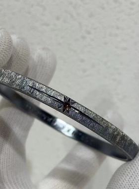 999纯银拉丝手镯实心八芒星镶嵌