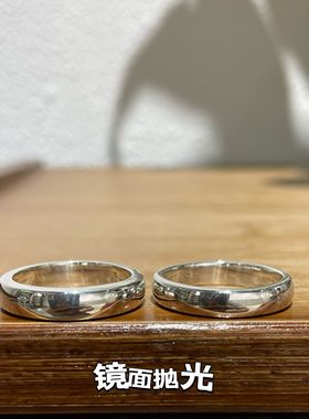 手工999纯银圆弧实心戒指