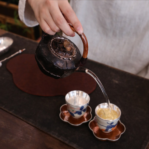 纯银时代玄古做旧泡茶壶纯银999防烫藤提梁手工精致银壶280ml大号 - 图3