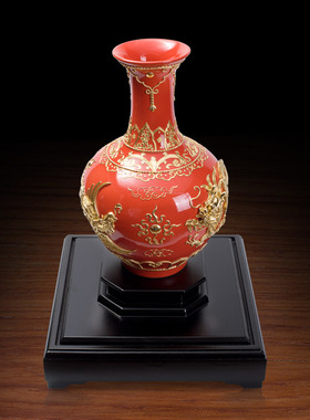 龙凤呈祥漆线雕结婚礼品创意摆件