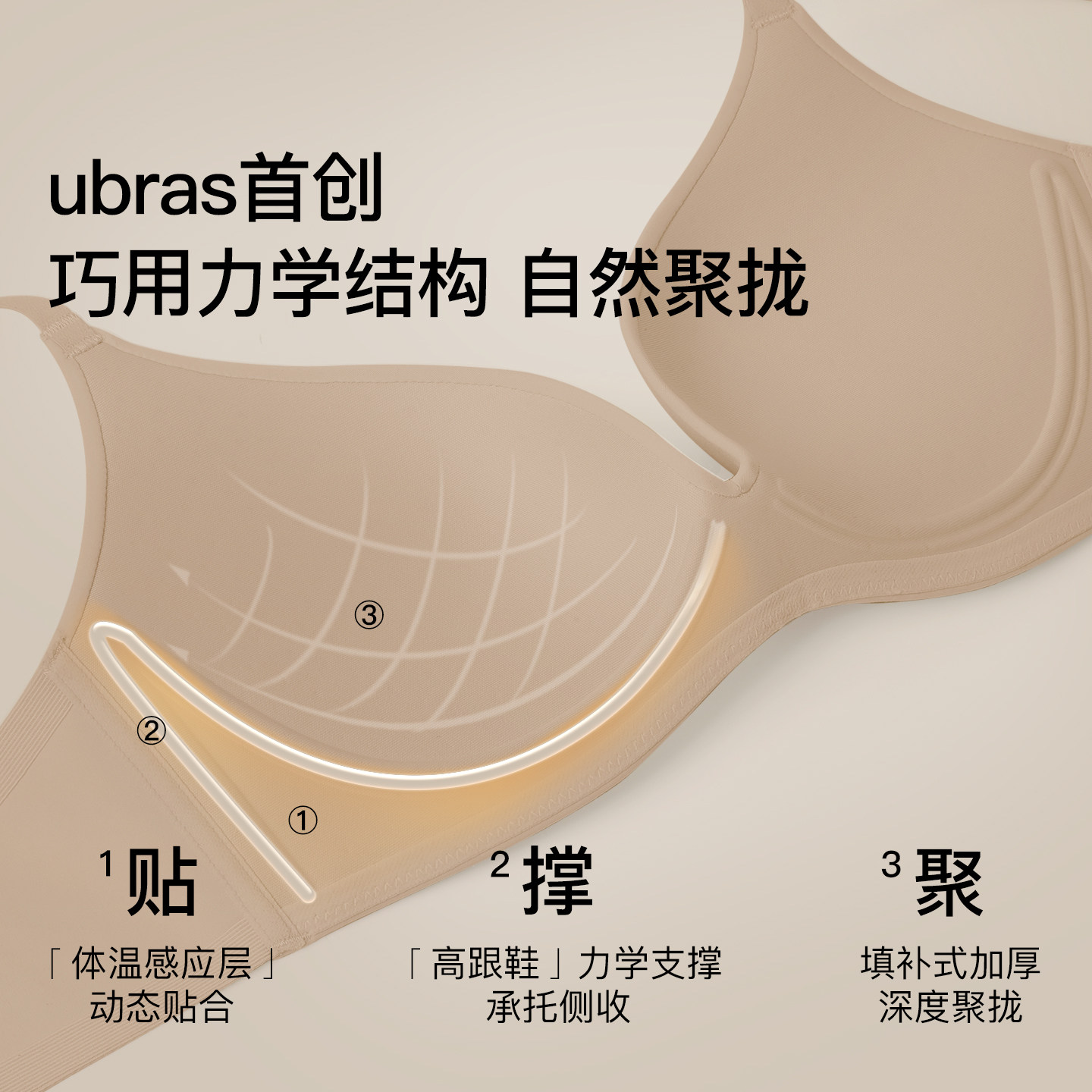 ubras深V力挺杯无痕小胸聚拢内衣