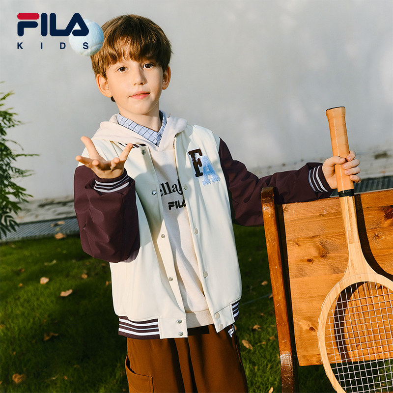 FILA children's clothing jacket 2026 spring new men's and large children's outdoor sports loose baseball uniforms