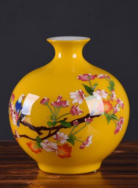 新款热卖陶瓷花瓶批发白色金丝麦秆连年有余石榴花瓶工艺品批发