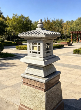 曲阳石雕仿古石灯笼景观摆件